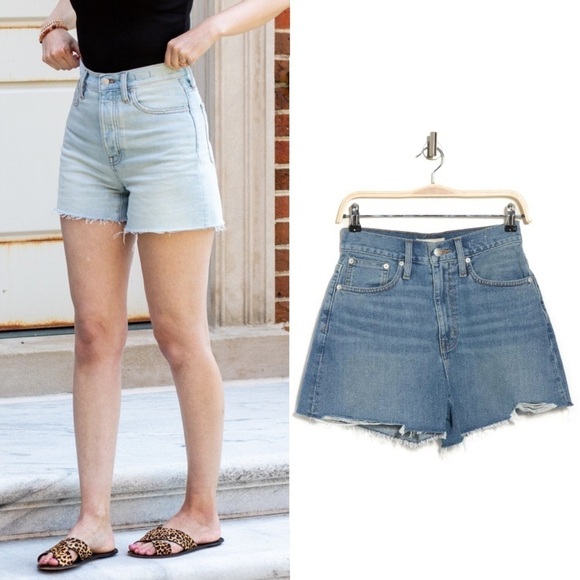 Madewell Pants - Madewell The Momjean Chewed Hem Denim Shorts in Bledsoe Wash Size 23 NWT